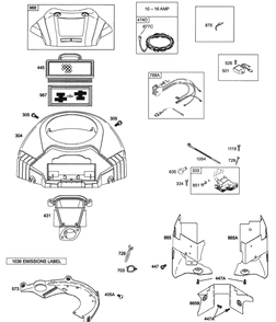 Engine Blower Housing And Electrical Diagram and Parts List for Z-FORCE48 53AA5A7M710-53AA5A7M712 Cub Cadet Lawn Tractor